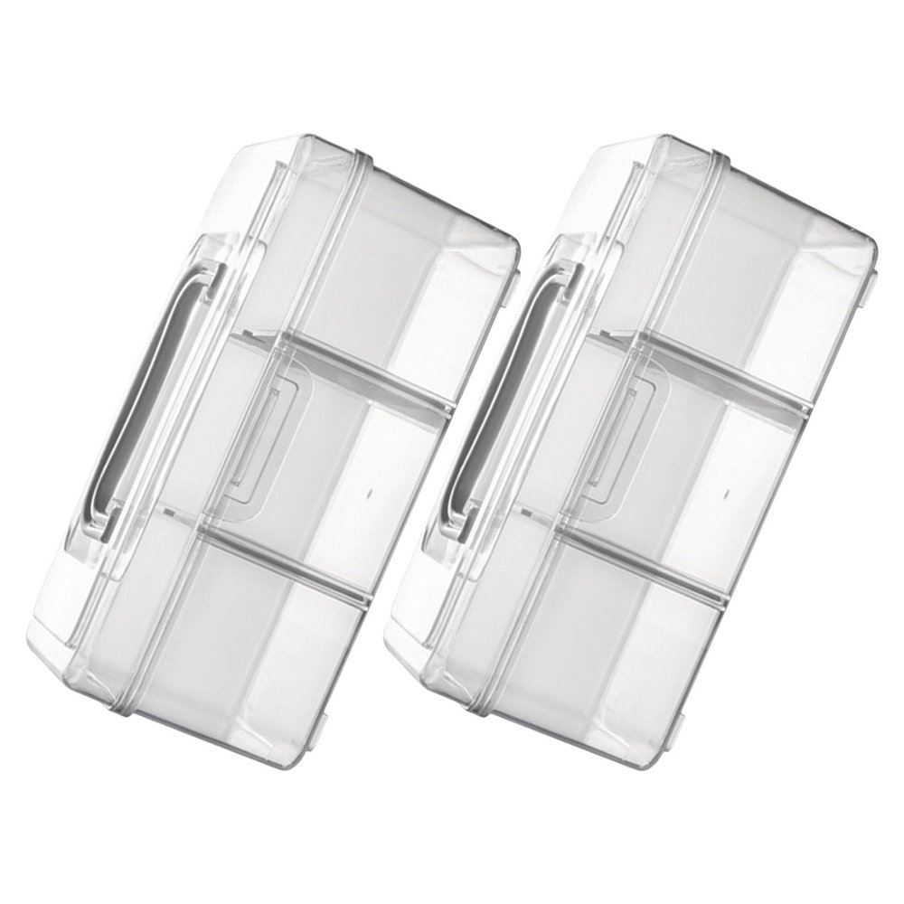 Healvian 2pcs Medicine Chest with Handle, Plastic Compartmented Storage Box