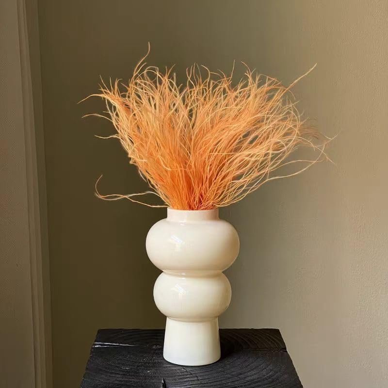 500pcs Dried Flowers,11.8 Inches Feather Flowers,Real Feather Grass Bouquet Suitable for Wedding,Home Party Decoration DIY Flower Arrangement (Orange)