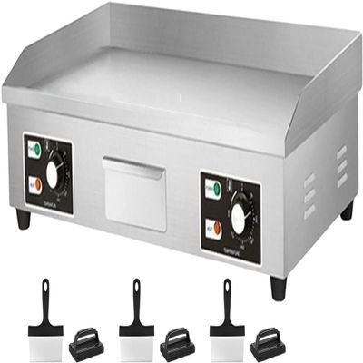 Commercial Electric Griddle 50-300, Electric Flat Top Grill Steak Bacon Deep Frying Pan, Countertop Griddle And Warmer, With 3 Cleaning Scoops And 3 Cleaning Brushes,3500W