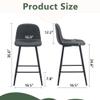 24 Inch Bar Stools Set of 4,Counter Height Bar Stools with Metal Leg Footrest,Modern Barstools Grey Bar Chairs for Kitchen Island,Pub view 2