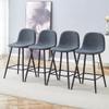 24 Inch Bar Stools Set of 4,Counter Height Bar Stools with Metal Leg Footrest,Modern Barstools Grey Bar Chairs for Kitchen Island,Pub view 3