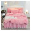 Luxury Solid Color Plush Plush Plush Warm Scrunchy Girls Bedding Set Duvet Cover Set Bed Skirt Pillowcase,Bedding view 3
