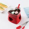 KHAOL Heart Shape Ceramic Butter Warmer Set Ceramics Fondue Pot Melting Pot Set, Cheese Fondue Sets with Forks and Trays for Housewarming(Red) view 3