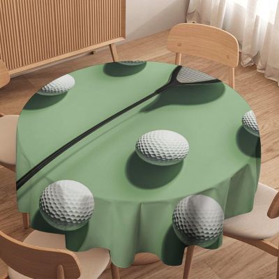 HDESDIS Vintage Golf Ball Pattern Round Tablecloth, Washable Modern Sports Theme Table Cloth Holiday Decor Table Cover for Restaurant, Picnic, Dining, 36Inch