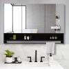 Bathroom Wall Cabinet with Mirror, Rectangle with Towel Bar Mirror, Wall Mounte Mirror with Storage, Easy to Install, Explosion-Proof, for Living Room, Bedroom, Bathroom, Entryway(Black,90x70cm/35.4x2 view 1