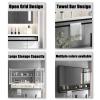 Bathroom Wall Cabinet with Mirror, Rectangle with Towel Bar Mirror, Wall Mounte Mirror with Storage, Easy to Install, Explosion-Proof, for Living Room, Bedroom, Bathroom, Entryway(Black,90x70cm/35.4x2 view 4