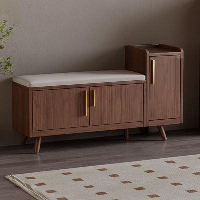 Entryway Shoe Bench, Wood Shoe Bench with Storage and Seating, Entryway Bench with Adjustable Shelf, Farmhouse Sitting Entryway Bench Foyer Entrance Hallway Living Dining Room(Walnut B,120cm/47.2in)