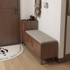 Entryway Shoe Bench, Wood Shoe Bench with Storage and Seating, Entryway Bench with Adjustable Shelf, Farmhouse Sitting Entryway Bench Foyer Entrance Hallway Living Dining Room(Walnut B,120cm/47.2in) view 4