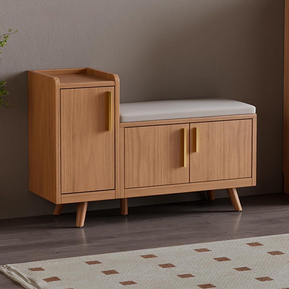 Entryway Shoe Bench, Wood Shoe Bench with Storage and Seating, Entryway Bench with Adjustable Shelf, Farmhouse Sitting Entryway Bench Foyer Entrance Hallway Living Dining Room(Wood A,80cm/31.5in)