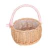Pink Woven Flower Basket Wedding Handheld Wood Display Decor view 1