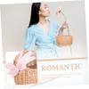 Pink Woven Flower Basket Wedding Handheld Wood Display Decor view 2