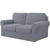 5 Piece Couch Cover for 2 Cushion Couch Loveseat Cover, Spandex Stretch Sofa Cover with Two Separate Backrests and Cushions Sofa Slipcover with Elastic Bottom-Light Grey-2 Seater view 1