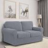 5 Piece Couch Cover for 2 Cushion Couch Loveseat Cover, Spandex Stretch Sofa Cover with Two Separate Backrests and Cushions Sofa Slipcover with Elastic Bottom-Light Grey-2 Seater view 2