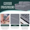 5 Piece Couch Cover for 2 Cushion Couch Loveseat Cover, Spandex Stretch Sofa Cover with Two Separate Backrests and Cushions Sofa Slipcover with Elastic Bottom-Light Grey-2 Seater view 4