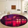 Round Rug 5ft Glass Water Drop Red Area Rugs Washable Rug, Non-Slip Rugs for Living Room, Rugs for Bedroom, Circle Rug Low Pile Soft Room Decor for Teen Kids view 2