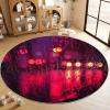 Round Rug 5ft Glass Water Drop Red Area Rugs Washable Rug, Non-Slip Rugs for Living Room, Rugs for Bedroom, Circle Rug Low Pile Soft Room Decor for Teen Kids view 3