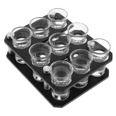 FUNOMOCYA Black Acrylic Shot Glass Holder Tray Set for Bar and Ktv Use
