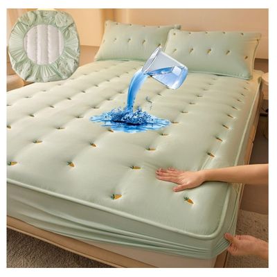 Waterproof Mattress Cover, Breathable Noiseless Bed Mattress Protector, Waterproof Bed Cover Fitted Sheet with Deep Pocket 12" (Green-A,Super King:70.8x78.7in(180 * 200CM))