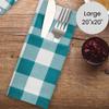 Cotton Clinic Cloth Napkins Gingham Check 100% Cotton 20x20 Inch Set of 4 - Soft Durable Washable - Perfect for Dining Weddings Parties Holidays Easter and Everyday Use Table Dinner Napkins Teal Green view 3