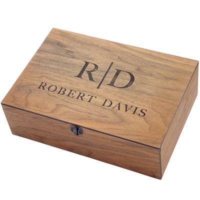 BoxForGift Custom Name Wooden Memory Keepsake box with Lock Personalized Gift for Him, Her, Boyfriend, Girlfriend, Brother, Sister, Father, Mother, Dad, Mom, Groom, Bride for Birthday (Walnut, XS)
