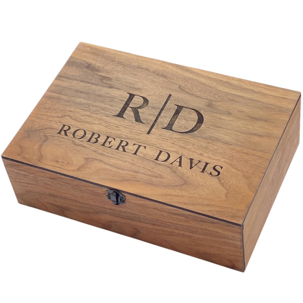 BoxForGift Custom Name Wooden Memory Keepsake box with Lock Personalized Gift for Him, Her, Boyfriend, Girlfriend, Brother, Sister, Father, Mother, Dad, Mom, Groom, Bride for Birthday (Walnut, XS)