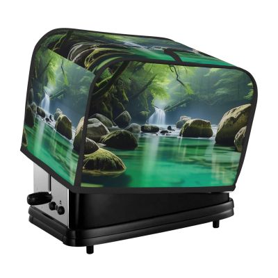 2 slice Toaster Cover, Tranquil water Print Bread Machine Covers with Pockets for Kitchen Counter 11.4''x7.9''x7.5''