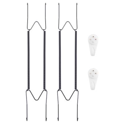 2 Pack Plate Hangers for The Wall, Suitable for 11-20 inch Art Plate, Stainless Steel Invisible Heavy Duty Wire Plate Holder with Wall Hooks, Plate Hangers for Displaying Plates, Platter, Dish, Black