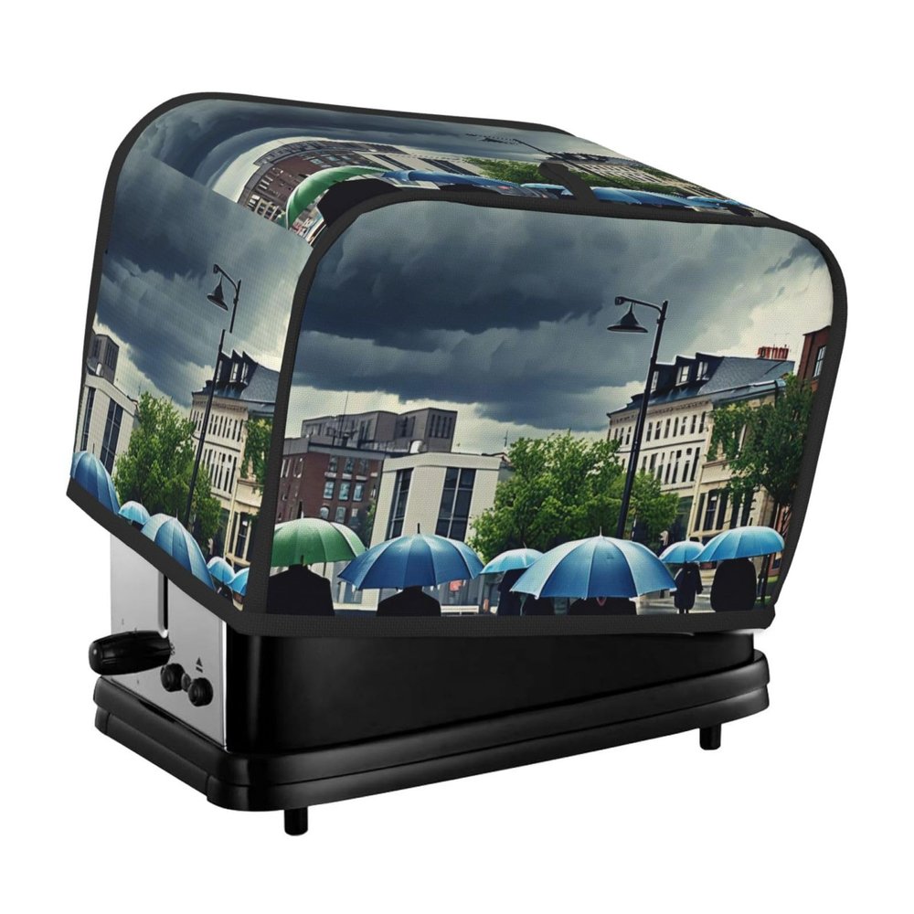 2 slice Toaster Cover, Sadness Stormy Day Umbrellas Print Bread Machine Covers with Pockets for Kitchen Counter 11.4''x7.9''x7.5''
