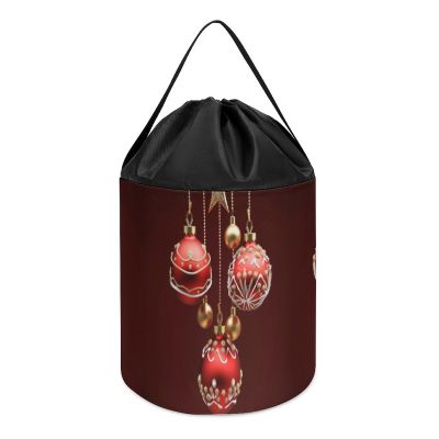 Christmas Balls Bells Toy Storage Drawstring Bags Reusable Organizing Bucket Bags Building Block Storage Bag Travel Bag Case with Visible Top for Building Blocks Tiles Board Game