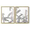 Renditions Gallery Set of 2 Peel & Stick Framed Prints, Watercolor Abstract Wall Art, Textured Silver Brush Strokes Wall Decor, Re-Stickable - Ready to Hang - 11"x14" - GOLD Frame LT586 view 1