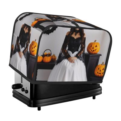2 slice Toaster Cover, Halloween Print Bread Machine Covers with Pockets for Kitchen Counter 11.4''x7.9''x7.5''