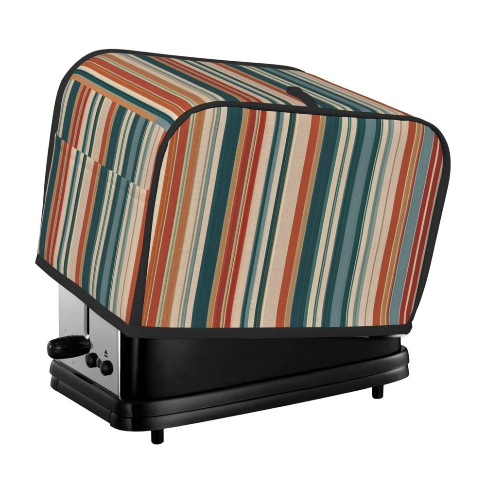 2 slice Toaster Cover, Striped Designs Print Bread Machine Covers with Pockets for Kitchen Counter 11.4''x7.9''x7.5''