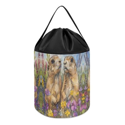 Two Prairie Dogs Toy Storage Drawstring Bags Reusable Organizing Bucket Bags Building Block Storage Bag Travel Bag Case with Visible Top for Building Blocks Tiles Board Game