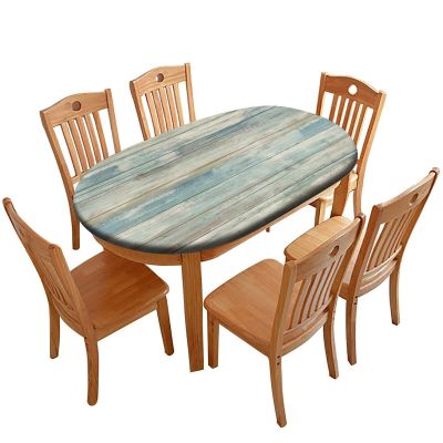 DZASDIYM Oval Table Cloths, Vintage Wood Grain Pattern Printed on Fitted Table Cloth, Table Pads for Dining Room Table Oval, Fits for 42" x 60" Oval Table