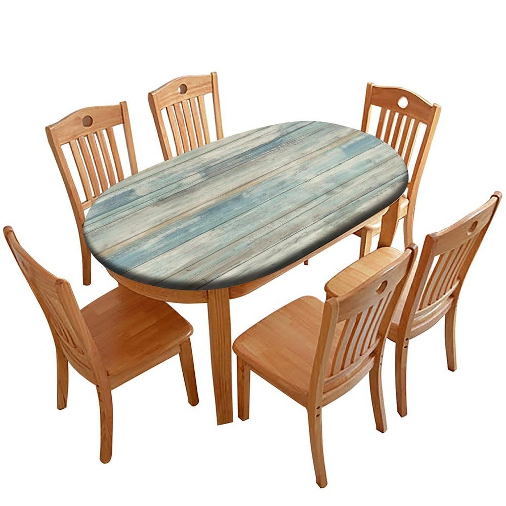 DZASDIYM Oval Table Cloths, Vintage Wood Grain Pattern Printed on Fitted Table Cloth, Table Pads for Dining Room Table Oval, Fits for 42" x 60" Oval Table