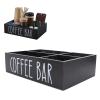 BTSEURY Coffee Station Organizer with Divider, Wooden Coffee Bar Accessories Storage Box Tea Bags Coffee Pods Holder for Countertop Kitchen, Coffee Station Storage Box (Black) view 2