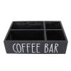 BTSEURY Coffee Station Organizer with Divider, Wooden Coffee Bar Accessories Storage Box Tea Bags Coffee Pods Holder for Countertop Kitchen, Coffee Station Storage Box (Black) view 3
