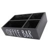 BTSEURY Coffee Station Organizer with Divider, Wooden Coffee Bar Accessories Storage Box Tea Bags Coffee Pods Holder for Countertop Kitchen, Coffee Station Storage Box (Black) view 4