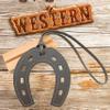 Horseshoes Keychain, Horse Shoe, Good Luck Keyring, Cowboy Keychain, Lucky Gift, Western Charm PU Leather Unique (Dark Grey) view 2