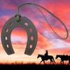 Horseshoes Keychain, Horse Shoe, Good Luck Keyring, Cowboy Keychain, Lucky Gift, Western Charm PU Leather Unique (Dark Grey) view 3