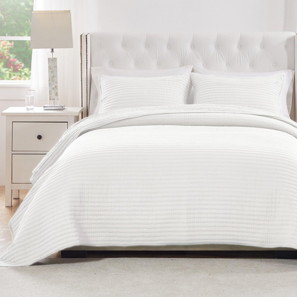 Greenland Home Textured Fashion Bedding Set, 3-Piece Full/Queen, Vineyard White