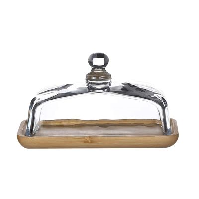 XIXSERTHIA Butter Dish with Lid Kitchen Butter Dish with Glass Lid Cheese Box Butter Cheese Snack Snack Plate Cake Dessert Display Butter Dish