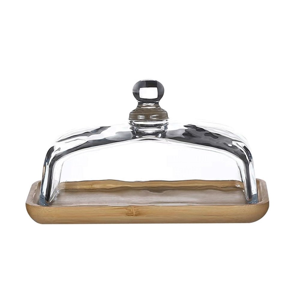 XIXSERTHIA Butter Dish with Lid Kitchen Butter Dish with Glass Lid Cheese Box Butter Cheese Snack Snack Plate Cake Dessert Display Butter Dish