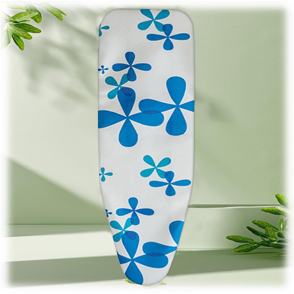 Ironing Board Cover Cotton,30x13in 49x18in Ironing Board Cover Elastic Homes Iron Board Cover Hotel Ironing Cover with Hook and Loop Fasteners(Blue White,49x18in)