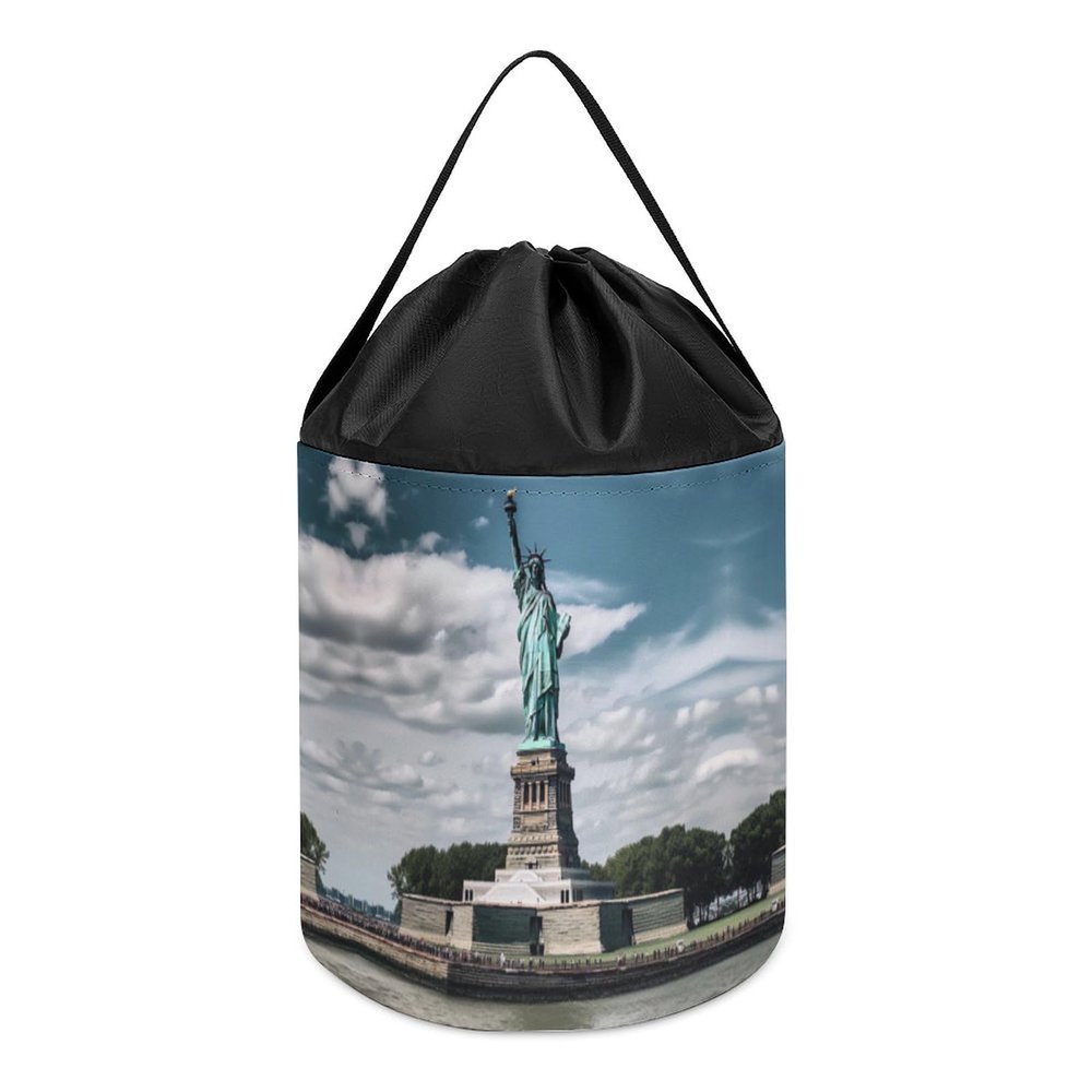 Statue Of Liberty In NYC Toy Storage Drawstring Bags Reusable Organizing Bucket Bags Building Block Storage Bag Travel Bag Case with Visible Top for Building Blocks Tiles Board Game