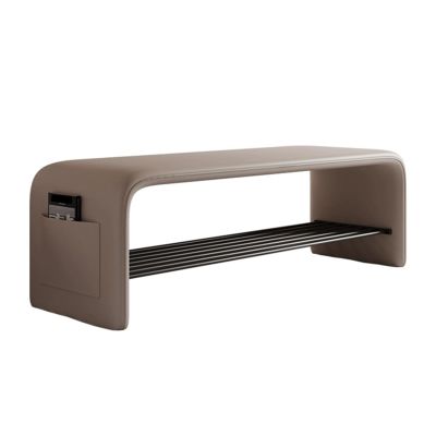 Entryway Table, Console Table, Shoe Bench, Shoe Rack, Shoe Storage Bench, with Leather Cushion, Metal Frame, Small, for Entryway, Living Room, Hallway(Brown,150cm/59in)