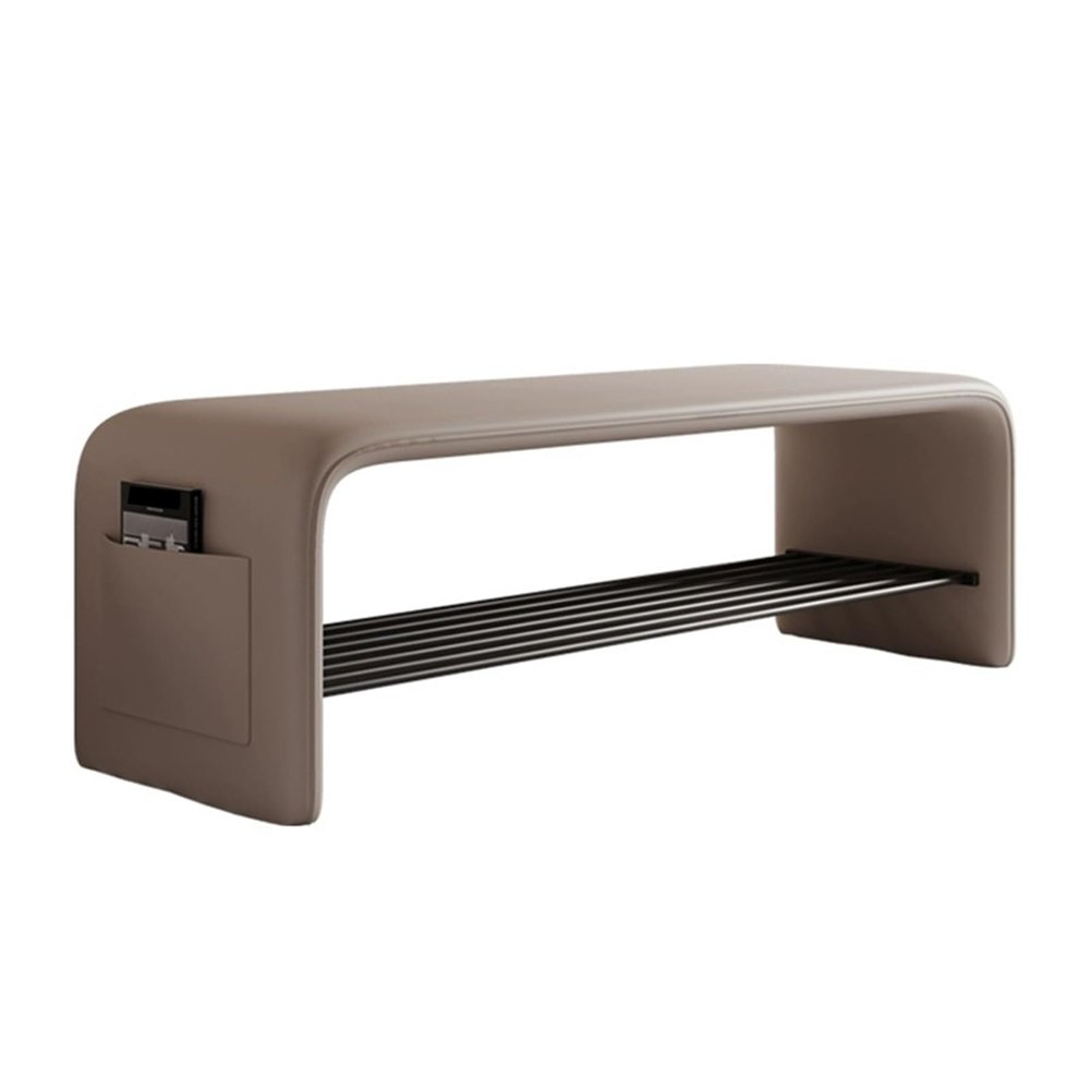 Entryway Table, Console Table, Shoe Bench, Shoe Rack, Shoe Storage Bench, with Leather Cushion, Metal Frame, Small, for Entryway, Living Room, Hallway(Brown,150cm/59in)