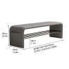Entryway Table, Console Table, Shoe Bench, Shoe Rack, Shoe Storage Bench, with Leather Cushion, Metal Frame, Small, for Entryway, Living Room, Hallway(Brown,150cm/59in) view 2