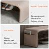 Entryway Table, Console Table, Shoe Bench, Shoe Rack, Shoe Storage Bench, with Leather Cushion, Metal Frame, Small, for Entryway, Living Room, Hallway(Brown,150cm/59in) view 4
