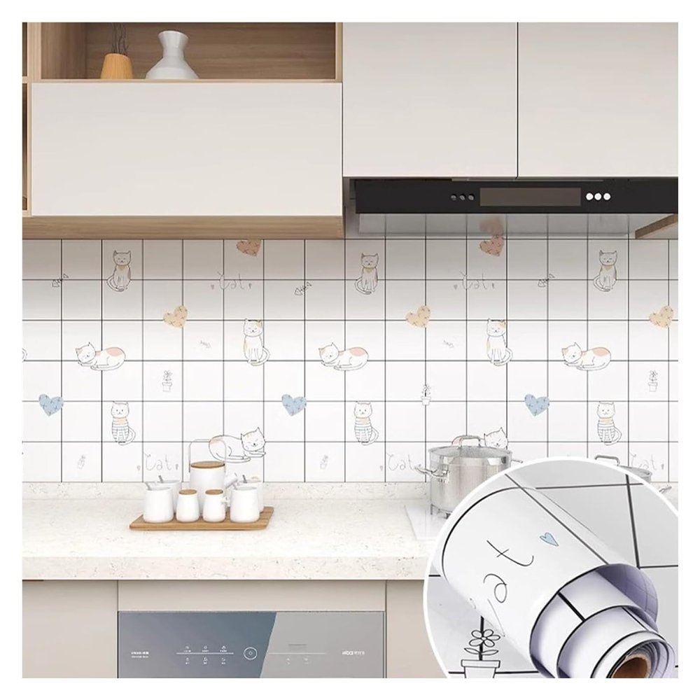 QasDfgHj Kitchen Stickers,Kitchen Stickers, Peel and Stick Wallpaper Water Heat-Resistant Stove Hood Stickers Self Adhesive Wallpaper for Living Room Bedroom Wall Table Thick Sticky Wallpaper